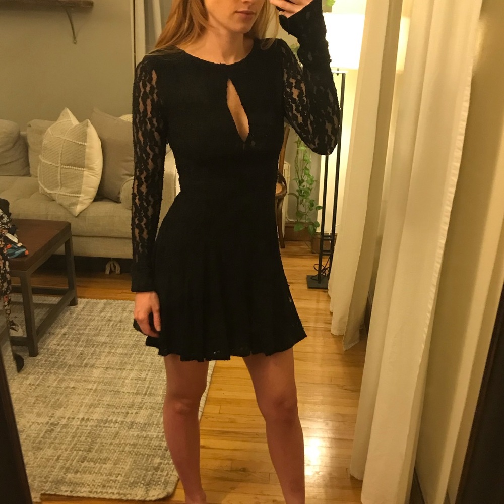 Free People Long sleeve lace fitted dress